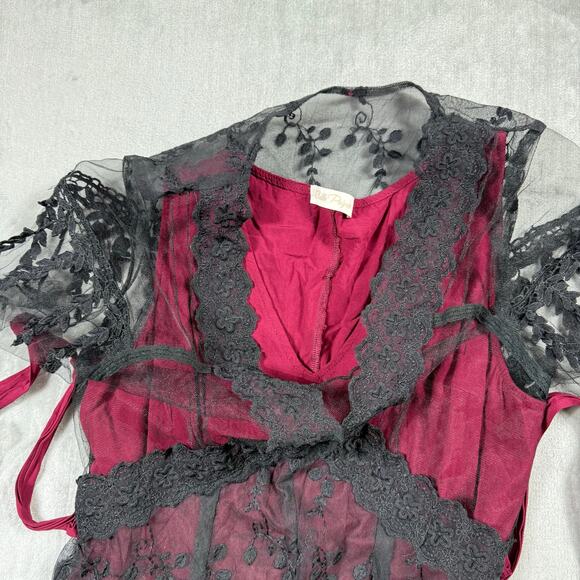 Belle Poque Victorian Ruffled Maxi Dress Medium Lace Mesh - Picture 12 of 13